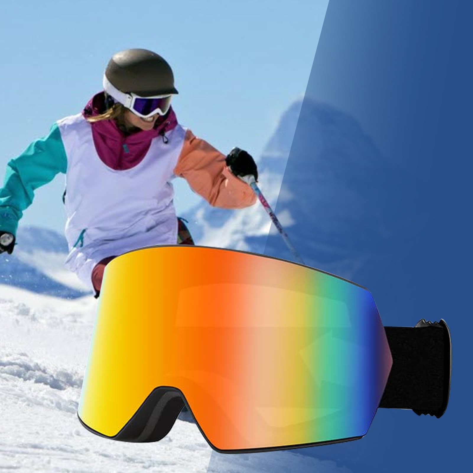 Occhiali da snowboard | Occhiali da sci/snowboard, antivento, anti-appannamento, doppio strato per bambini, ragazzi, ragazze e adulti