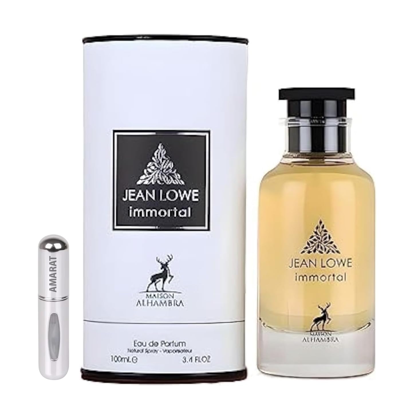 Perfume Jean Lowe Inmortal 100ml, Perfume Árabe de Larga Duración, Eau de Parfum Importado desde Dubái, Fragancia Intensa y Elegante, Incluye Atomizador Recargable 5ML (Inmortal)