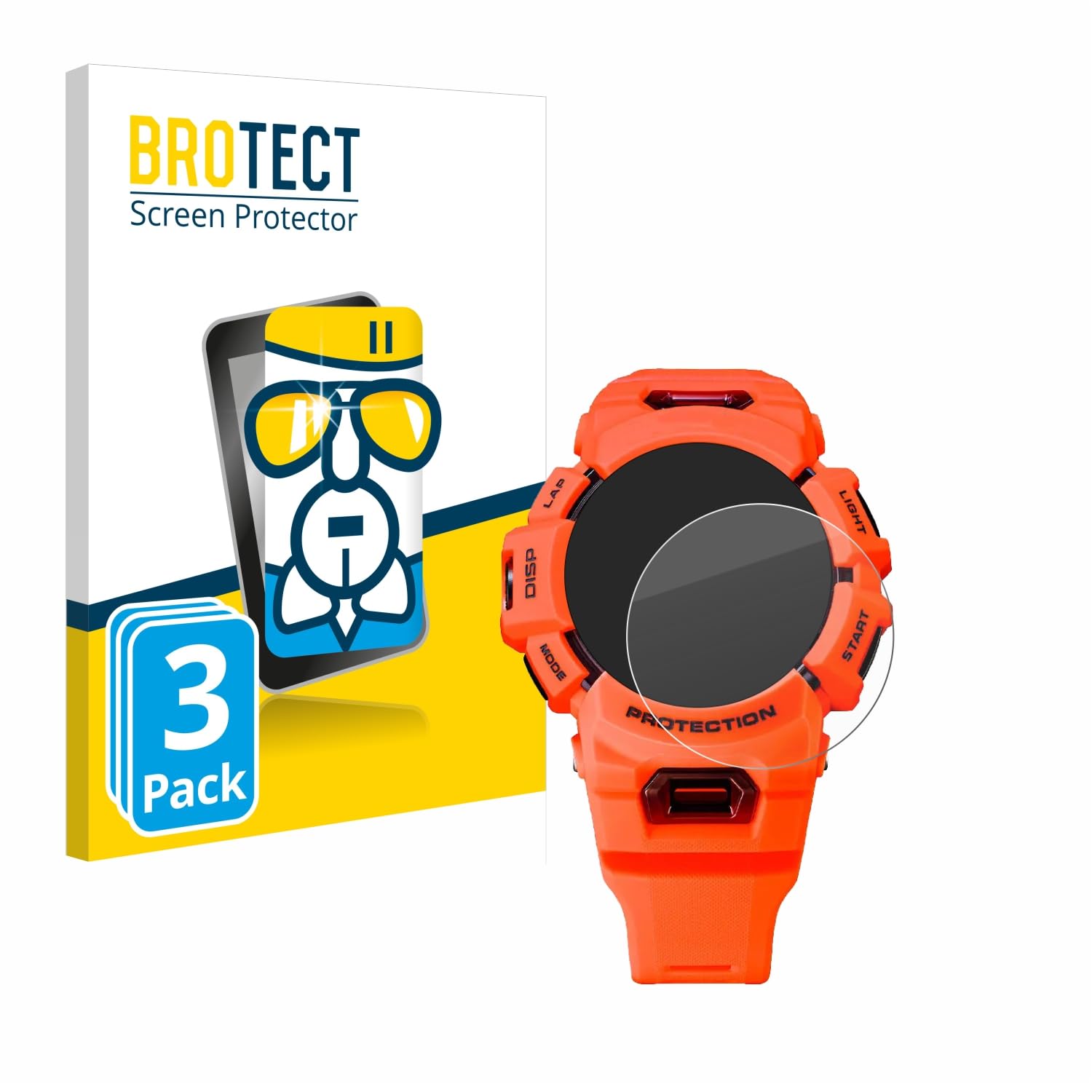 BROTECT Protector Pantalla Cristal para Casio G-Shock GBA-900 Protector Vidrio (3 Unidades) - [Dureza 9H, Anti-Arañazos]