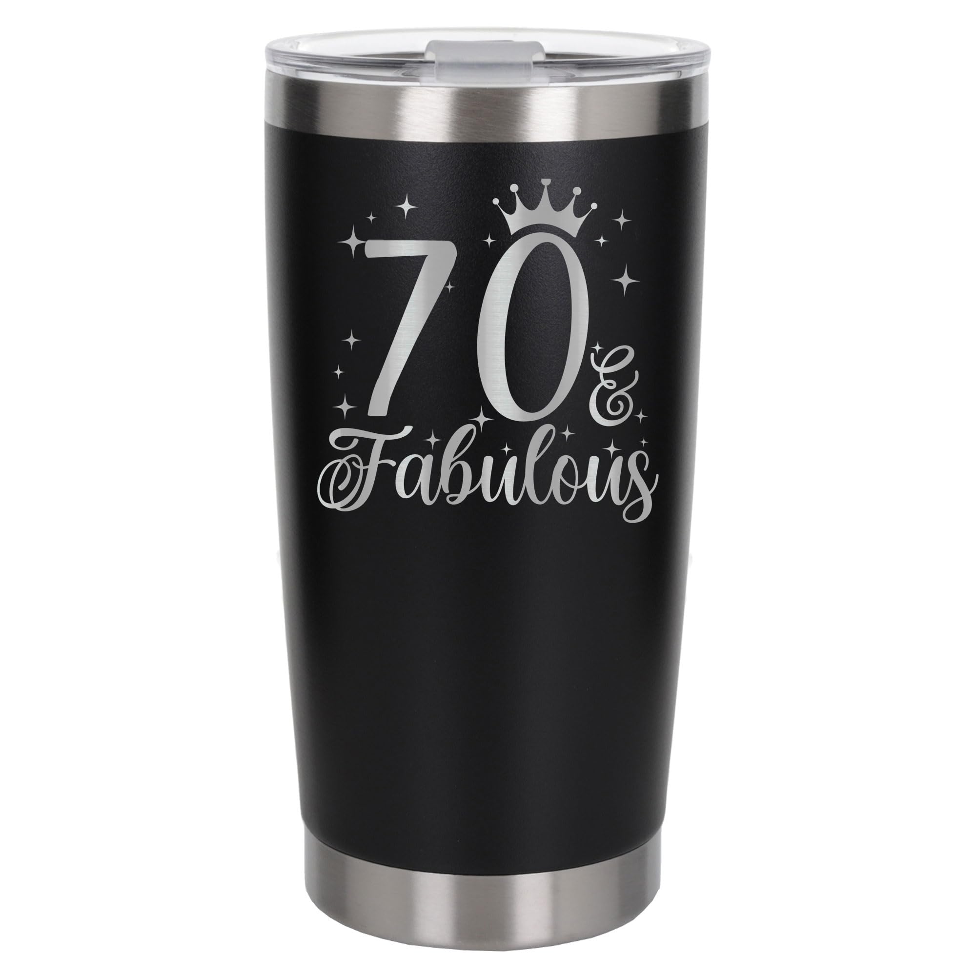 Always Looking Good 70th Birthday Gift 70 & Fabulous Engraved Insulated Travel Mug Gift for Her Present for 70 Year Old Black Thermal Coffee Flask Travel Mugs with Lids