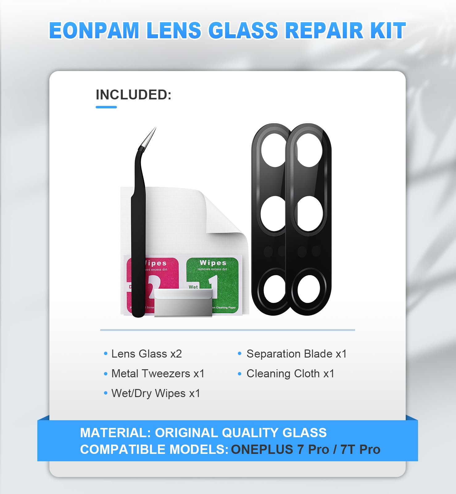 2-Pack Rear Camera Glass Lens Replacement For OnePlus 7 Pro - Easy Repair Part
