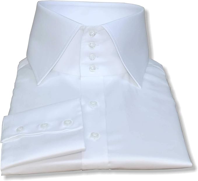 WhitePilotShirts Mens High Spread Collar White Shirt in 100 Cotton