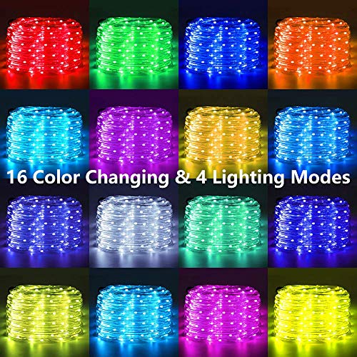 Ollny Rope Lights 180 LED 33ft 16 Multi Colors Changing Outdoor String Fairy Twinkle Strip Tube Lights with Remote Plug in Lights for Bedroom Christmas Tree Party Patio Indoor Decorations,Waterproof - Thumbnail 2