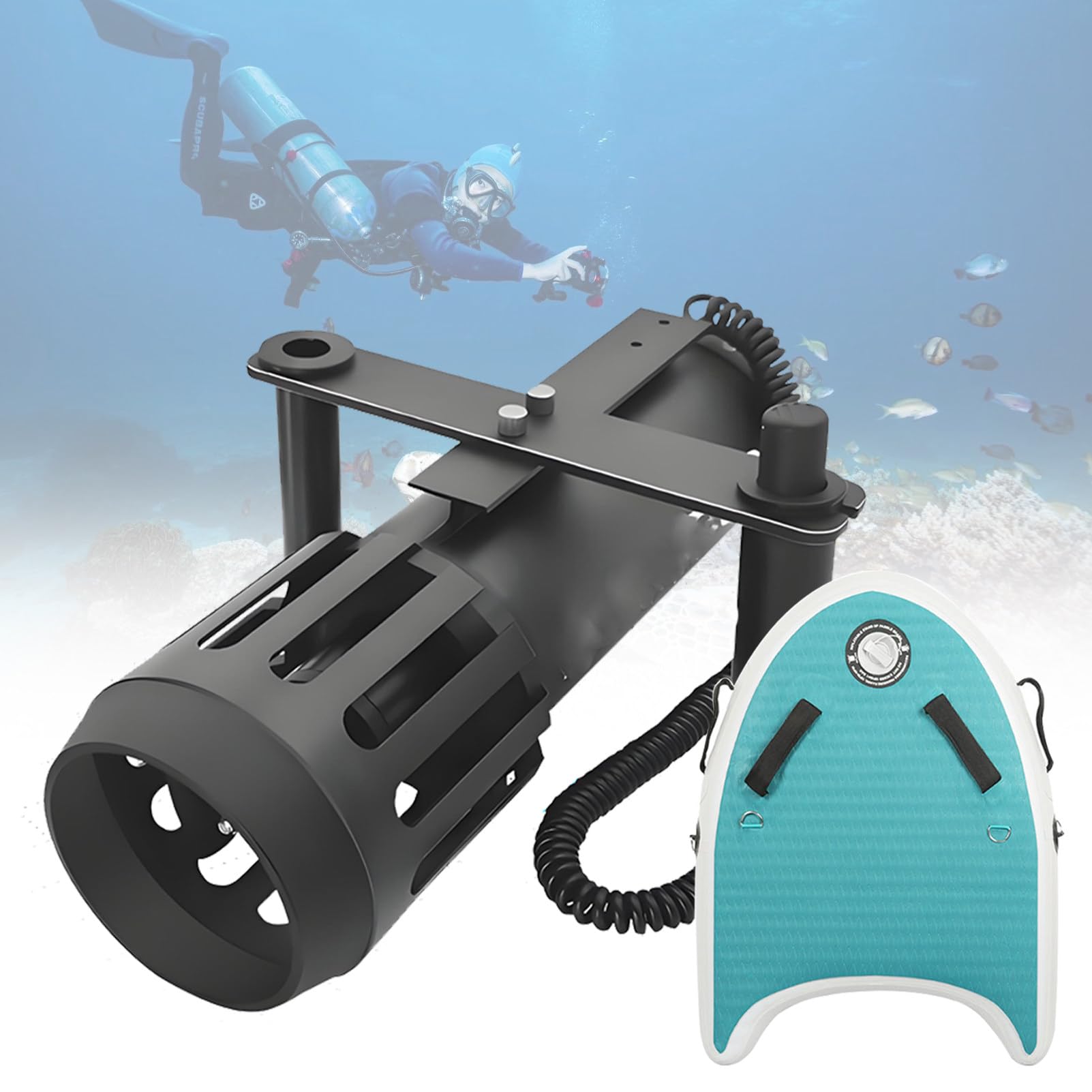 Scooter subacqueo da 700 W, ausilio per Immersioni e Nuoto, Scooter subacqueo modulare ad Alte Prestazioni, selettore a 2 velocità, Attrezzatura Sportiva Impermeabile per Piscina. Package