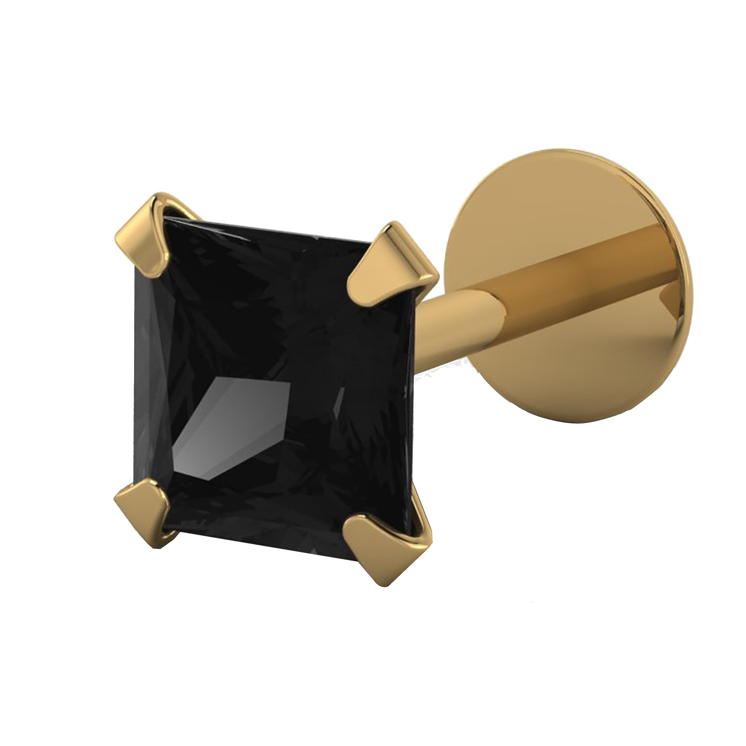 Akshetri Nose Pin Stone Design | Square Shape Yellow Gold Nose Pin Stud | Diamond Piercing Nose Stud For Women and Girls (square black) (B0CCRKMKHB) Amazon Price History, Amazon Price Tracker