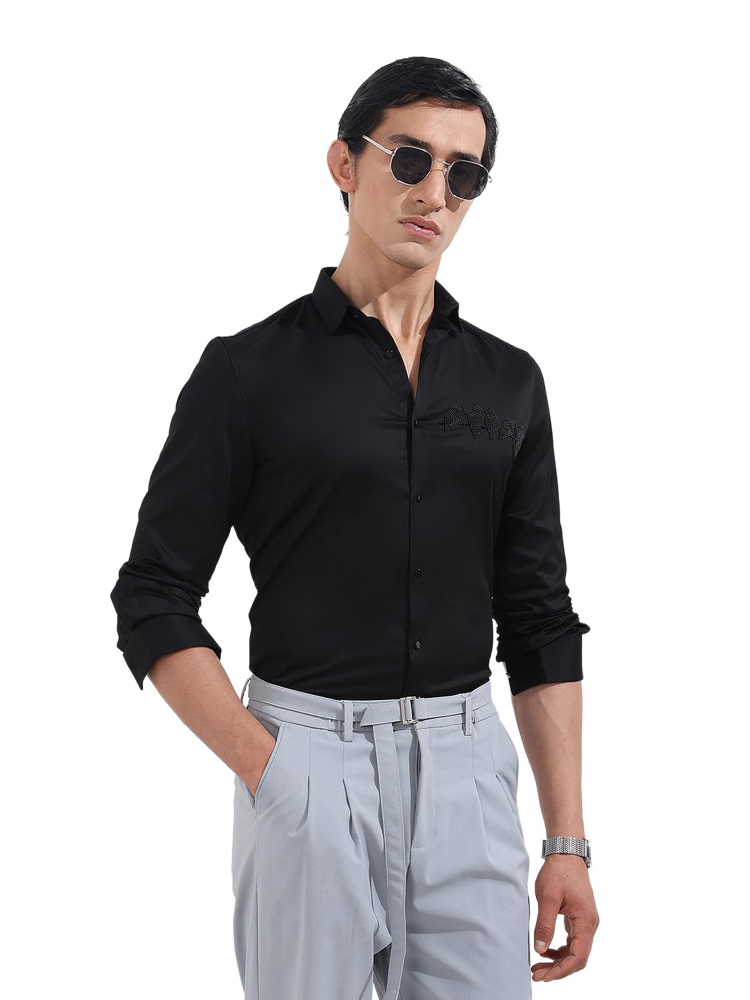 The Indian Garage Co Camicia da festa a maniche lunghe con colletto cutaway impreziosito slim fit da uomo