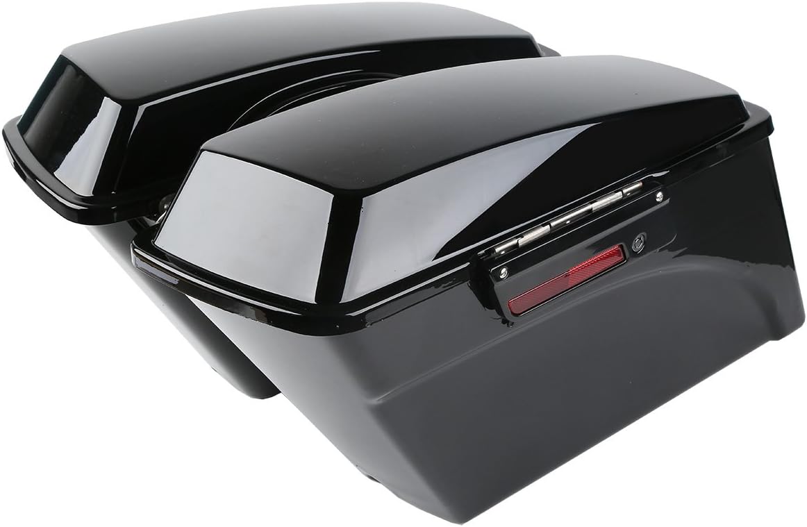 Hard Saddlebags Saddle bags W/Chrome Conversion Brackets Fit for Harley Davidson 1984-2017 Softail Models FLST FLSTC FLSTF FLSTN FLSTS models Gloss Black