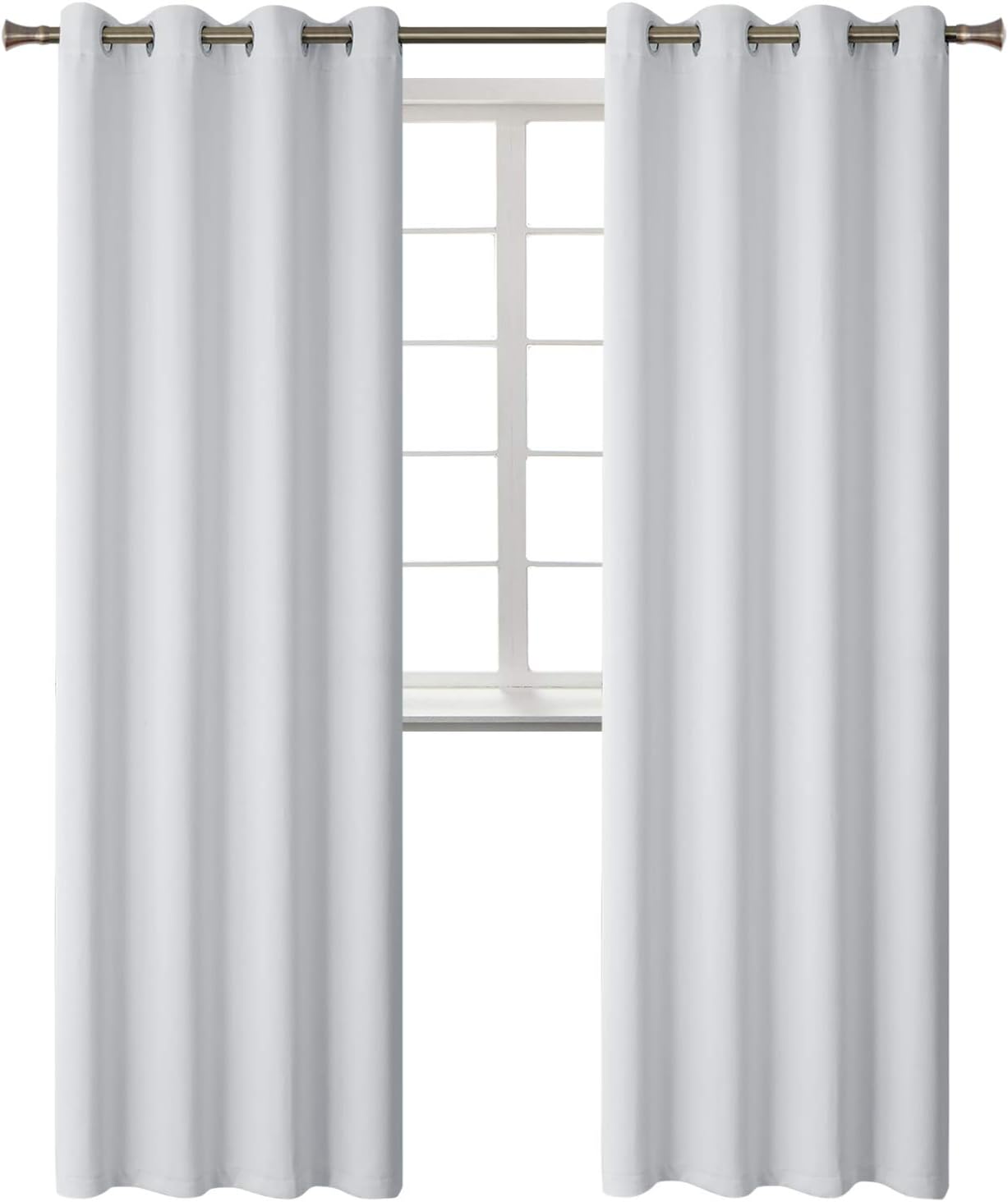 BGment Blackout Curtains - Grommet Thermal Insulated Room Darkening Bedroom and Living Room Curtains, Set of 2 Panels (52 x 108 Inch, Greyish White)