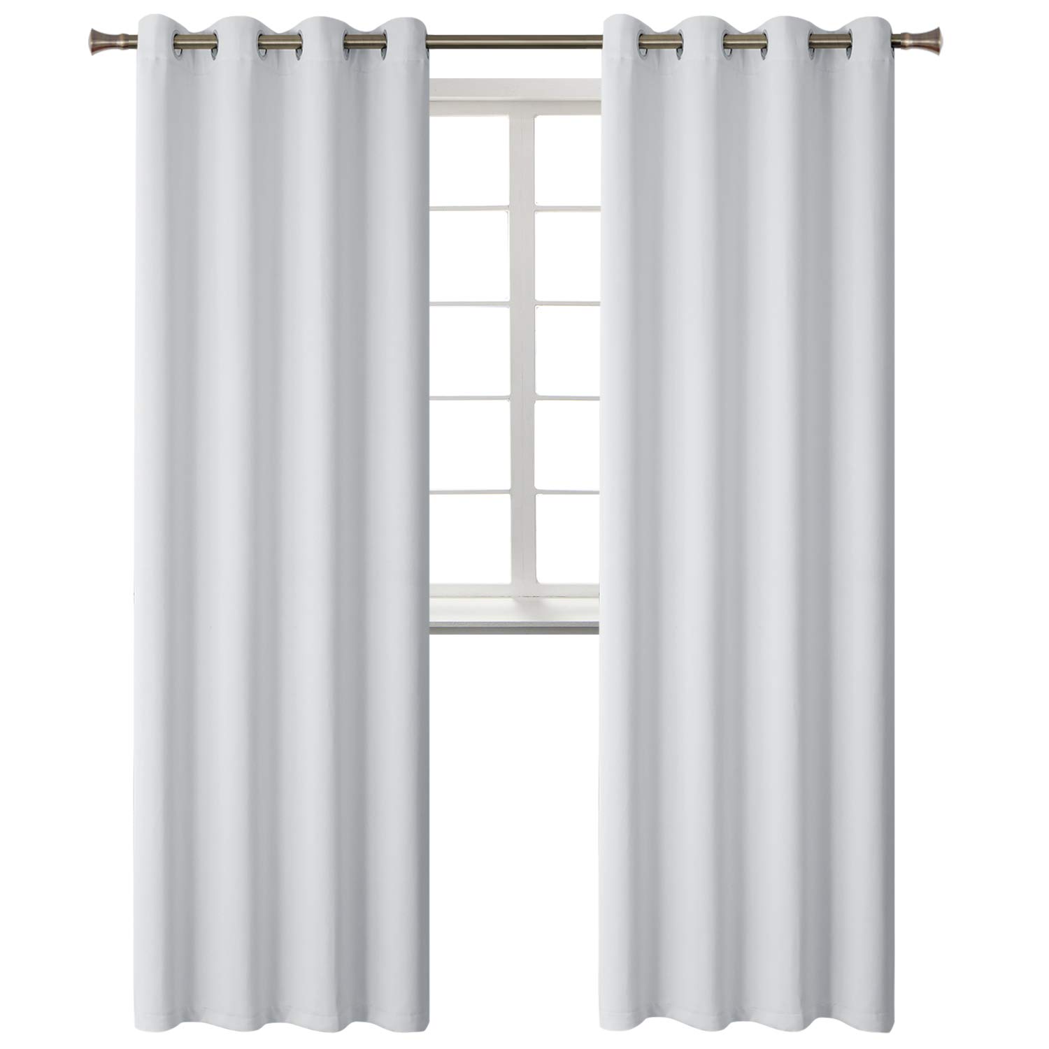 BGment Blackout Curtains - Grommet Thermal Insulated Room Darkening Bedroom and Living Room Curtains, Set of 2 Panels (52 x 120 Inch, Greyish White)