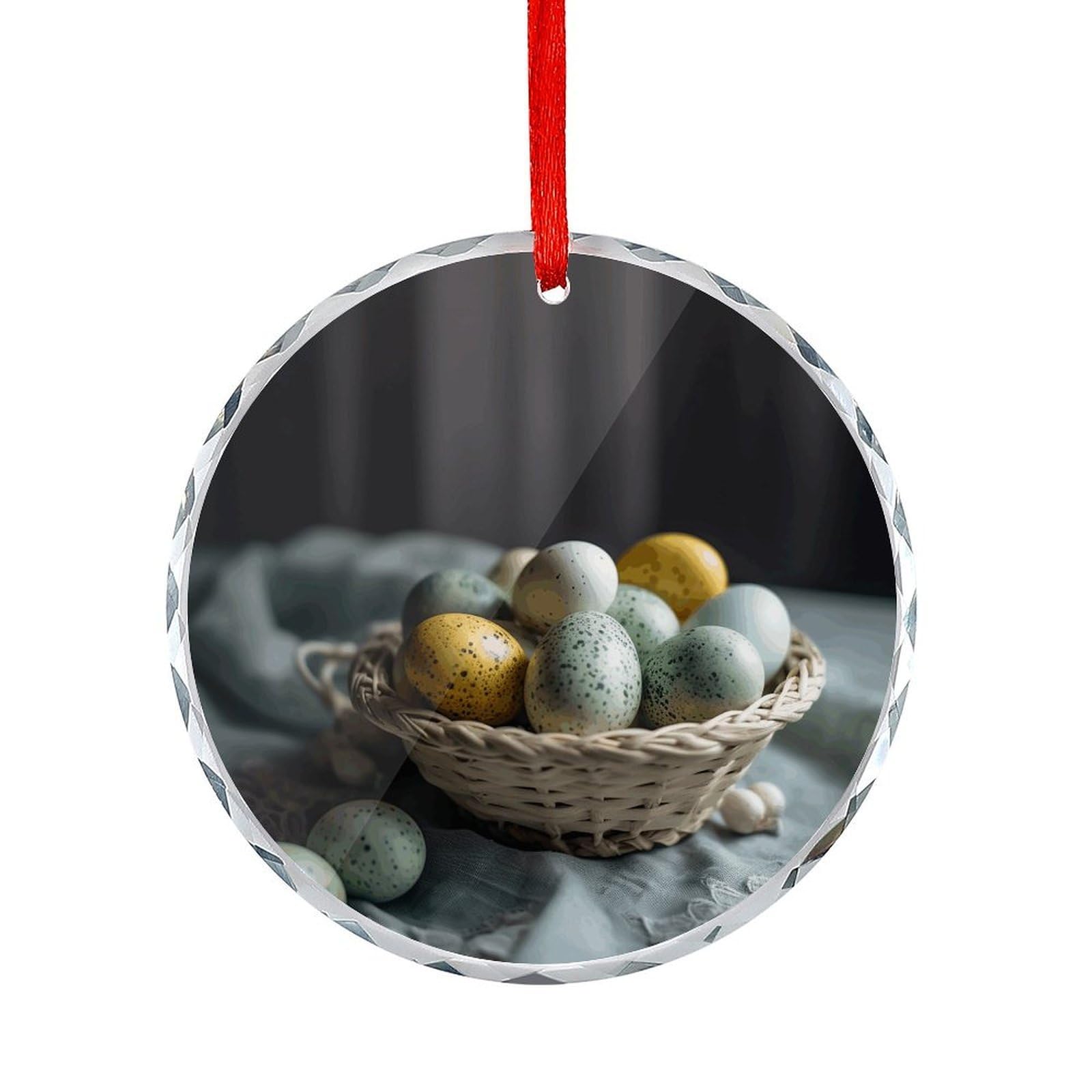 Fodpand Women's Style Easter Egg Basket Round Glass Ornament Keepsake Gift Exchange Ideas Car Decor,Christmas Ornaments For Tree Window Garden Ornaments