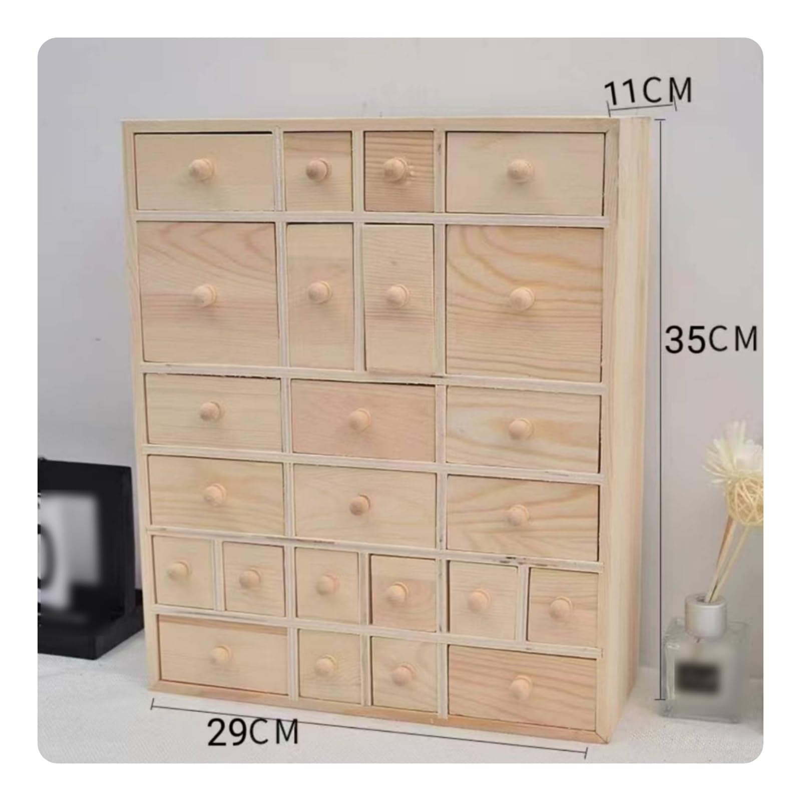 Cabinet Armadietto Organizer in Legno Compatto con Design Rettangolare per Separare Gioielli E Accessori Adatto per Donne Zona Vanity 35x29x11cm