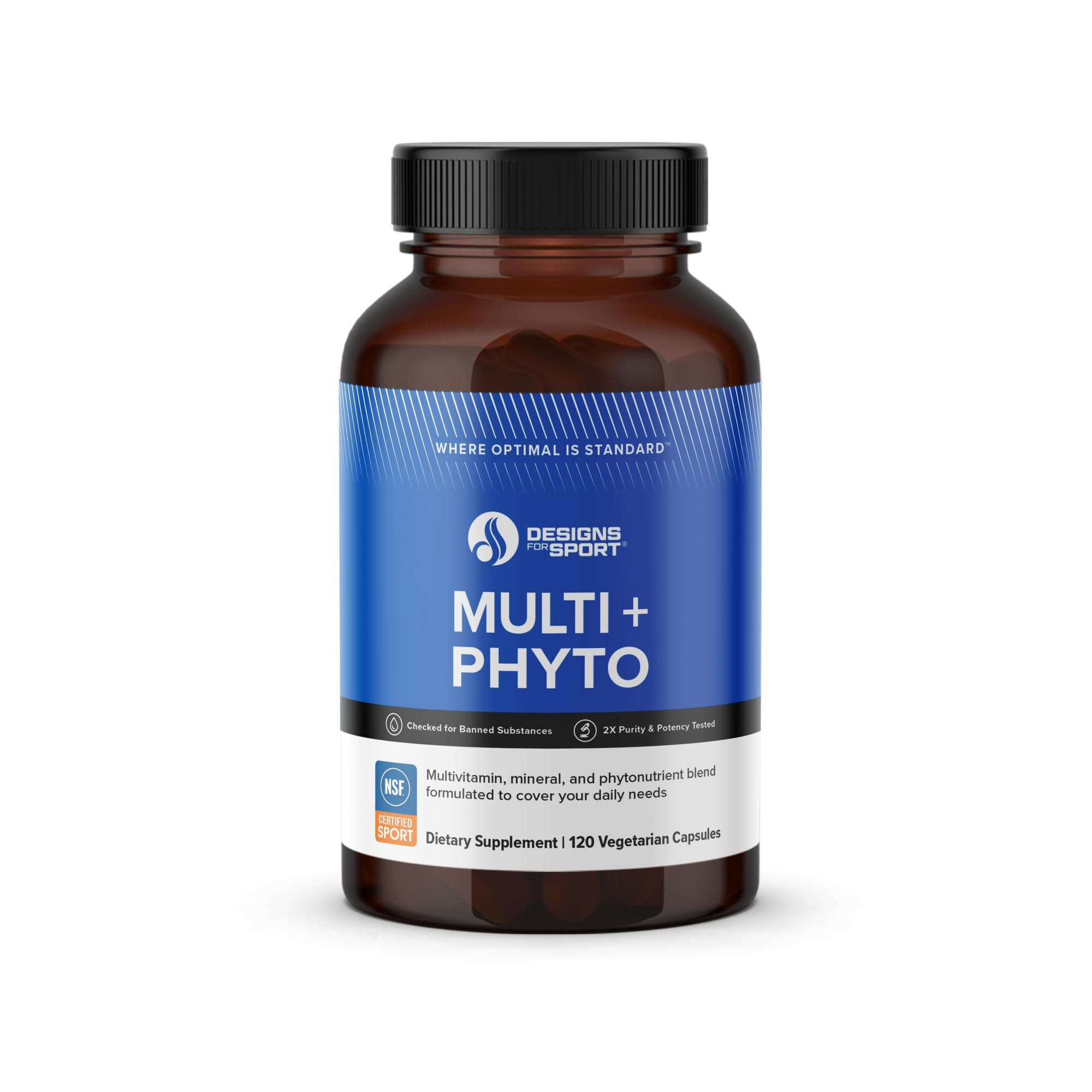 Diseños para el Deporte Multi Plus Phyto - Mezcla completa de multivitaminas y fitonutrientes - Nutrición para deportistas - Vitaminas, minerales y compuestos vegetales de alta absorción - 120 cápsulas