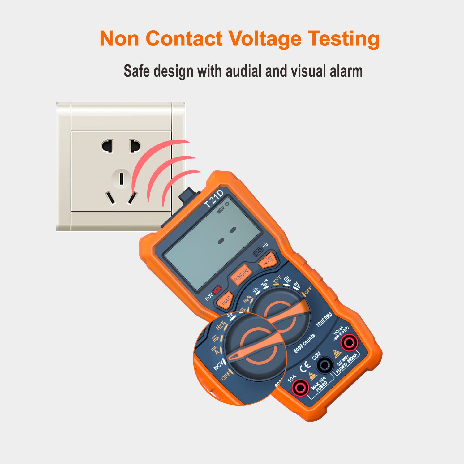 Auto-Ranging Digital Multimeter, TRMS 6000 Counts AC DC Voltmeter Ohm Volt Amp Meter, Electrical Multimeter Tester with NCV, Measure Capacitance Current Resistance Temp Continuity Diode Duty Cycle — Amazon image 4