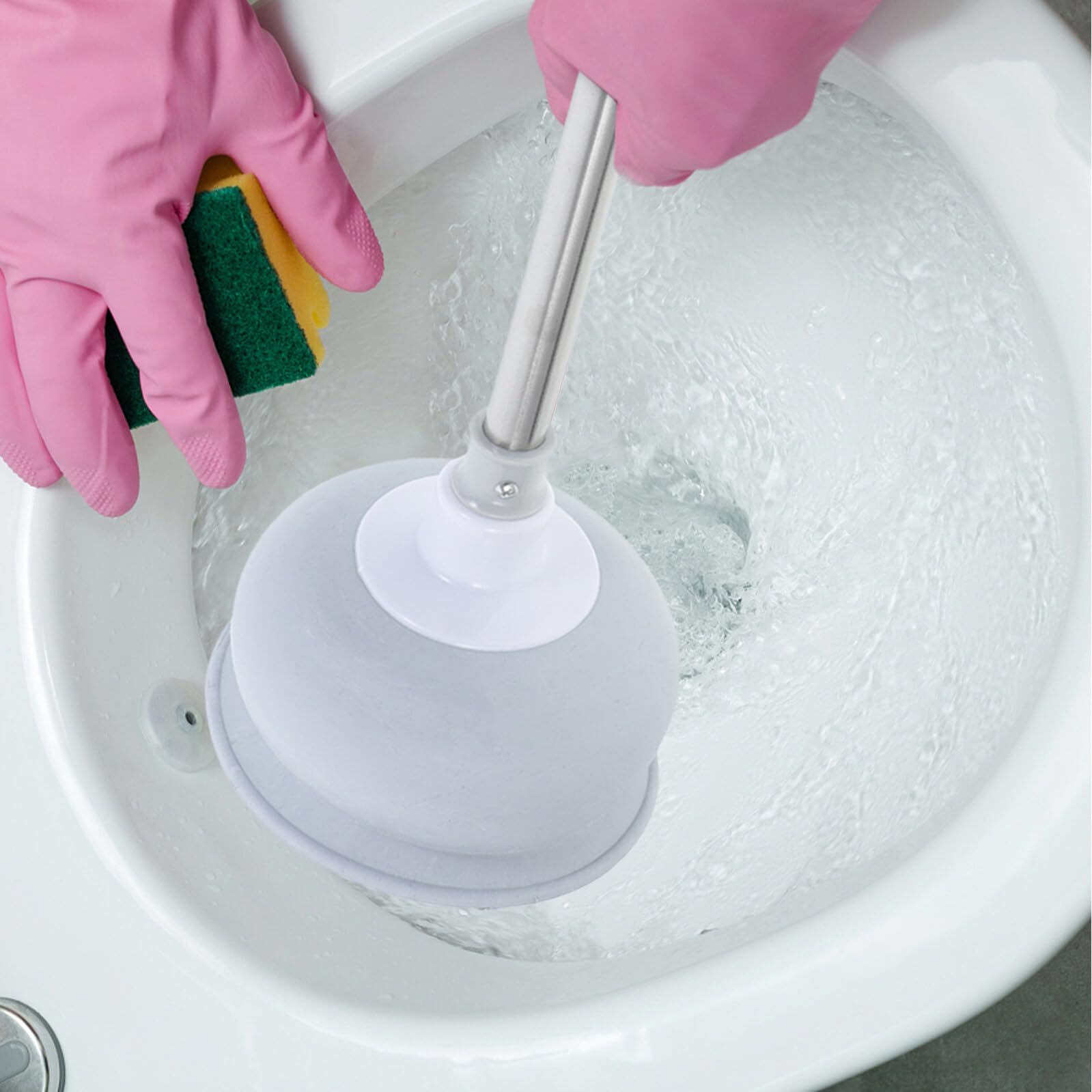 Angoily 2 Stück Toilettenpömpel mit Langem Griff und Robustem Saugnapf aus Verschleißfestem Material für Bad Küche und Waschbecken Abflussreiniger gegen Verstopfungen