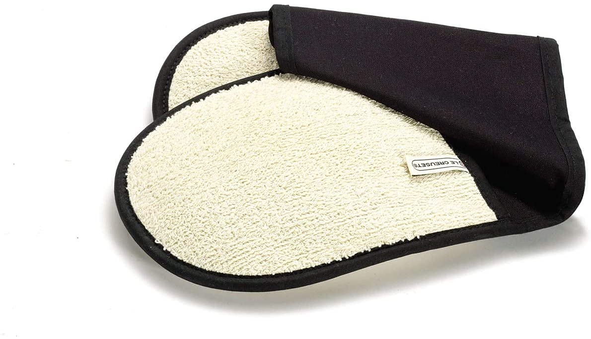 Le Creuset Manopla Doble con Presilla, Talla única, Algodón, Negro, 95001000000000