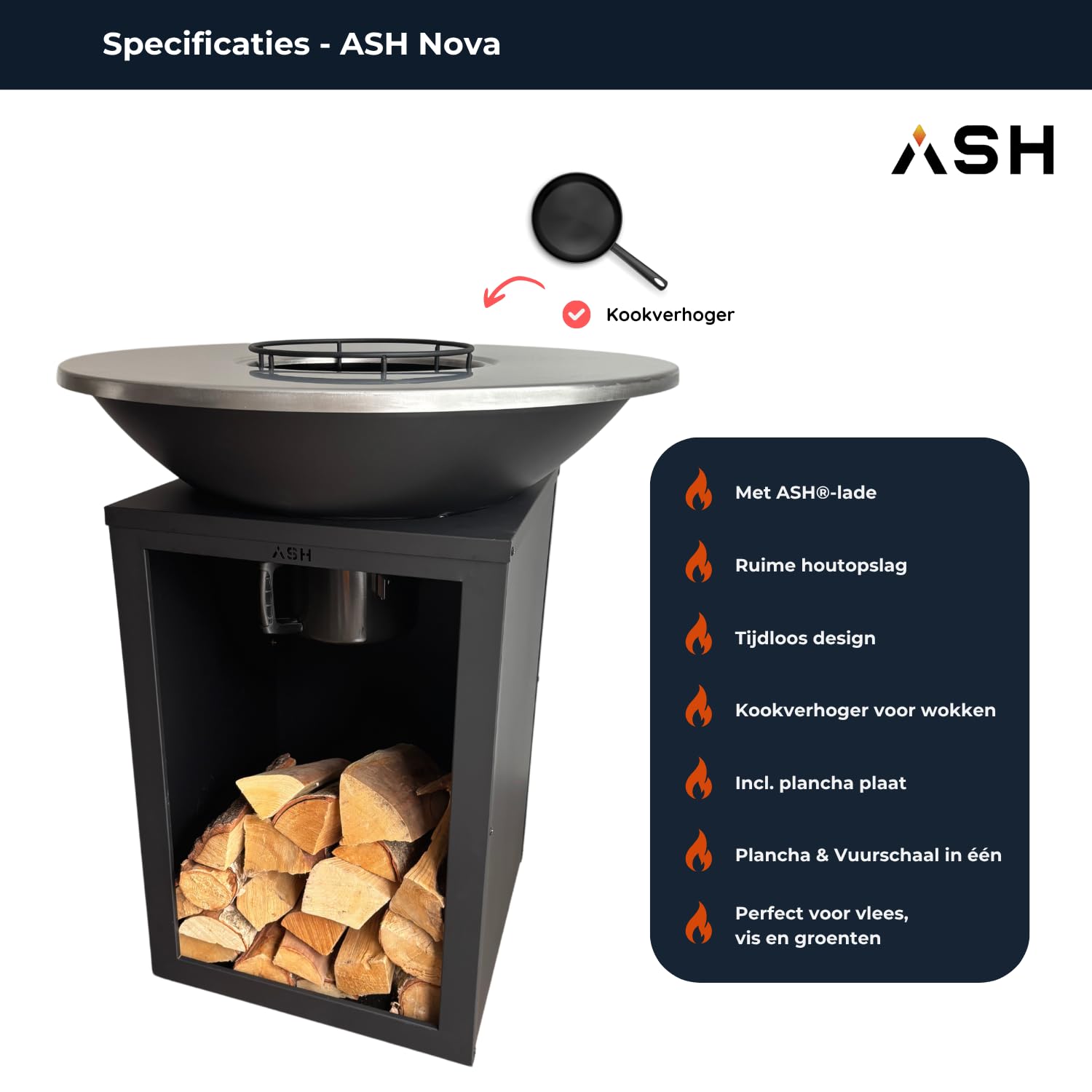 Plancha - BBQ - Brasero - Barbecue - Plaque de cuisson - Outdoor - ASH Solaris - XL - Plancha - Anneau de barbecue Ø 81 cm - Cheminée de jardin - Barbecue - Aspect luxueux - Plaque de cuisson