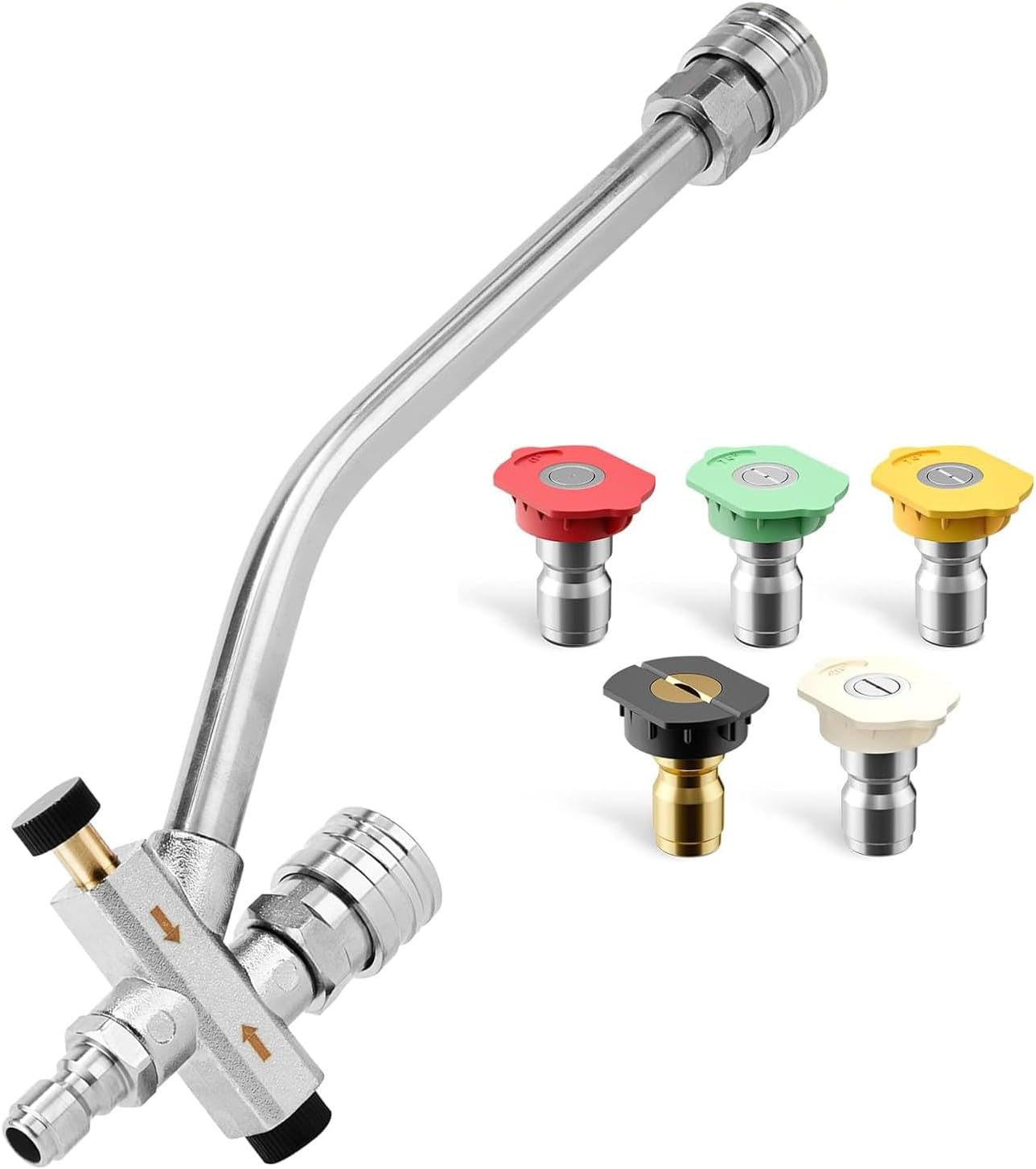 Foam Cannon Dual-Connector Accessory, Pressure Washer Double Tip Attachment for Soap Cannon, with 1/4" Quick Connect, Pressure Washer Accessories for Car Wash, 5 Pressure Washer Sprayer Nozzles