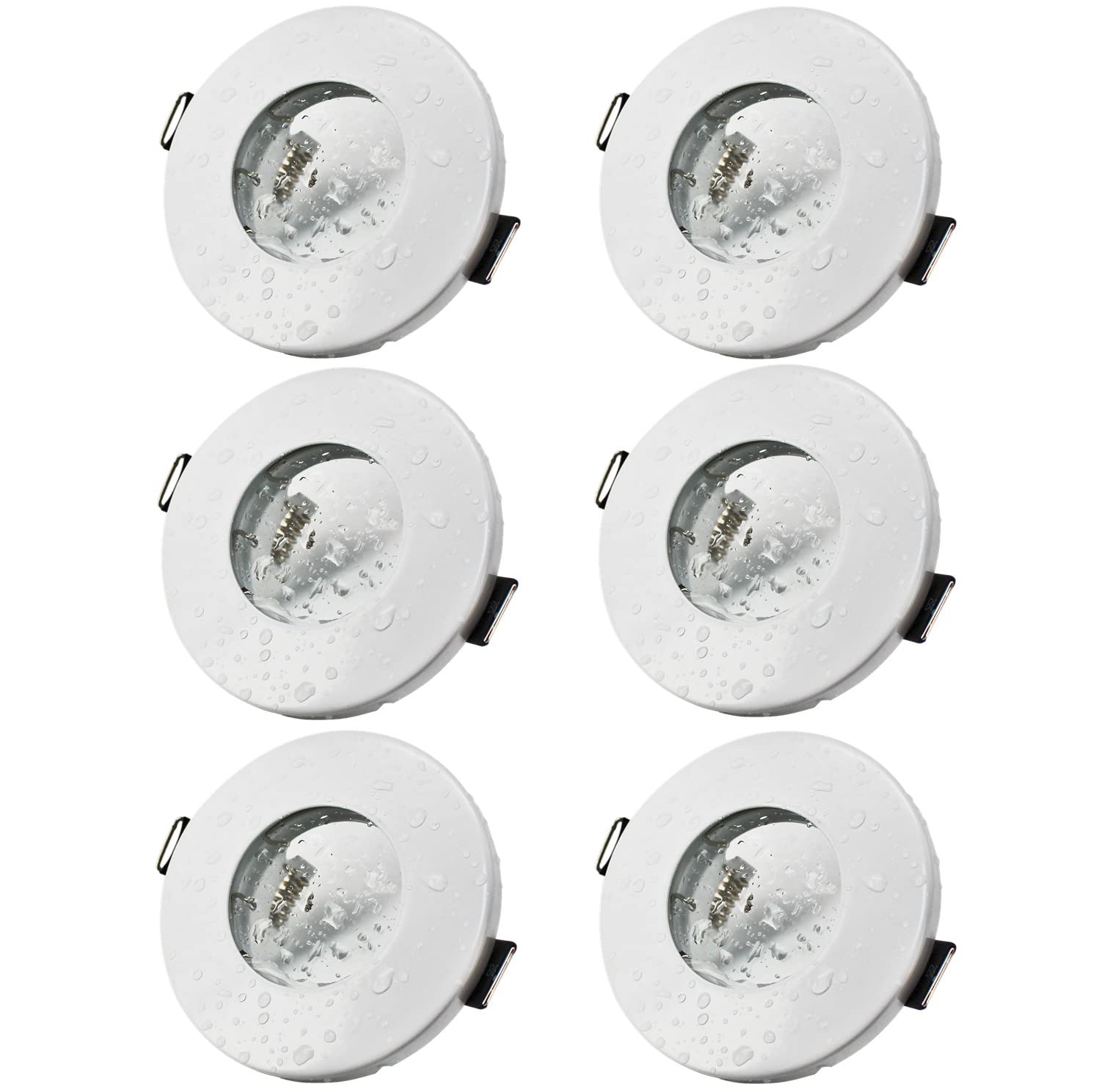 Aros empotrables GU10 IP44 blanco para baños focos techo cocina pack de 6