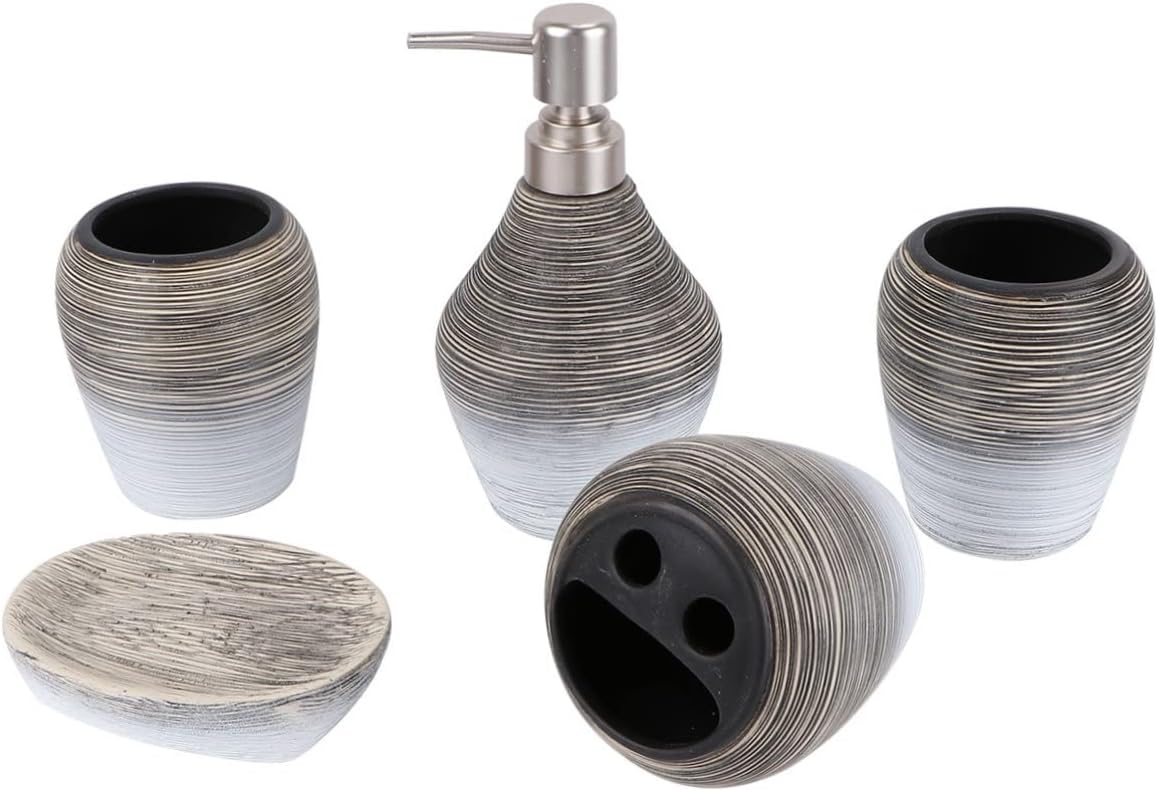 PRETYZOOM 5pcs Bathroom Accessories Ceramic Toothbrush Cup Gargle Cup Soap Holder Toothbrush Rack Lotion Bottle Home Gargle