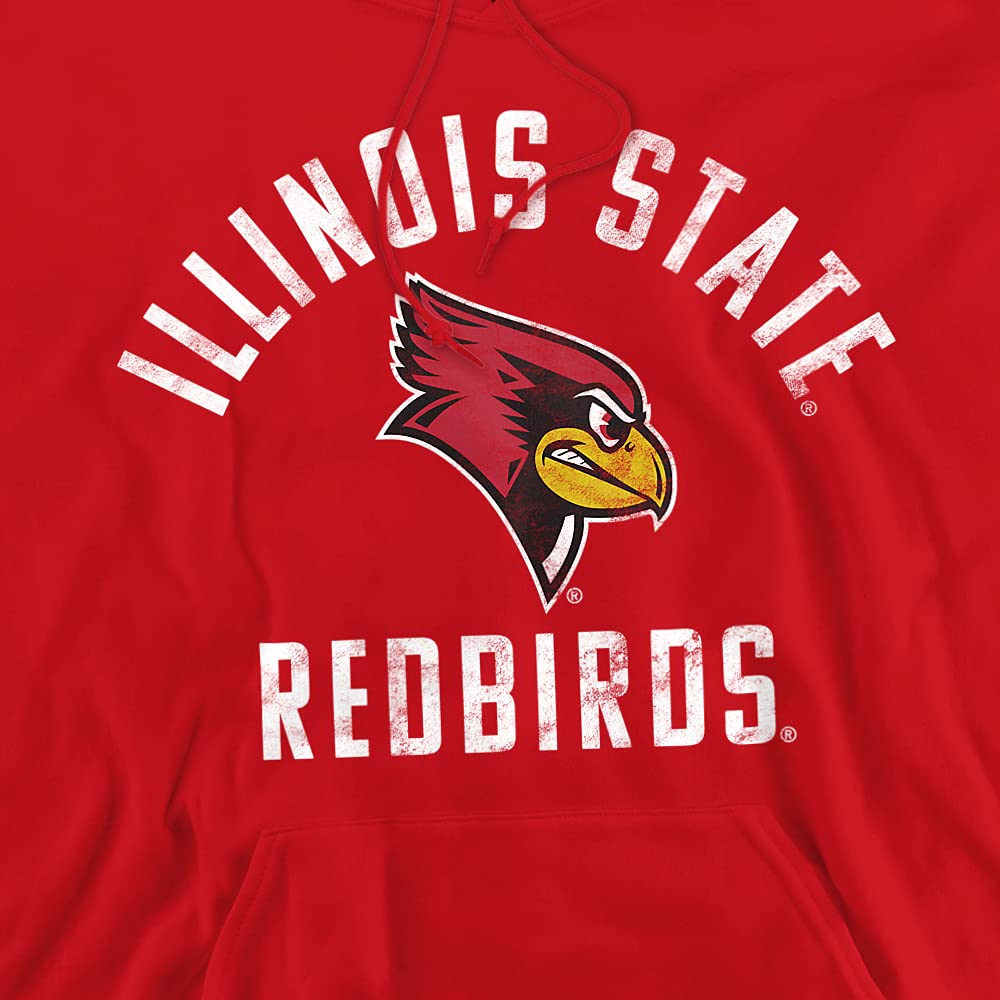 Illinois State University Official Redbirds Logo Unisex Adult Pull-Over Hoodie,Red, X-Large