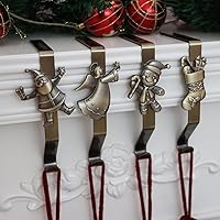 Vista 5 de Juego de 4 soportes de calcetines de Navidad para manto, ganchos reutilizables para calcetines de Navidad, colgador de Navidad sin daños