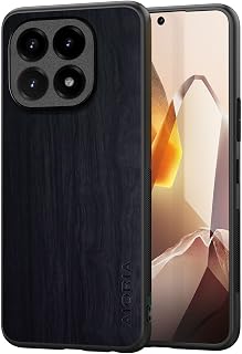 Case for Xiaomi 15T 5G funda Bamboo Wood Pattern PU Leather Back Cover for xiao mi 15 t case (Black, Xiaomi 15T)