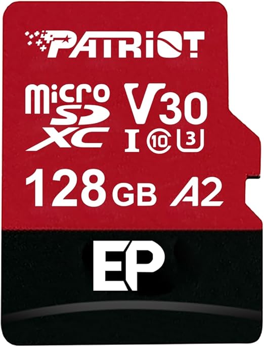 Patriot Memory EP Series 128GB Micro SDXC V30 A2 UHS-I U3 4K UHD Memory Card - PEF128GEP32MCX