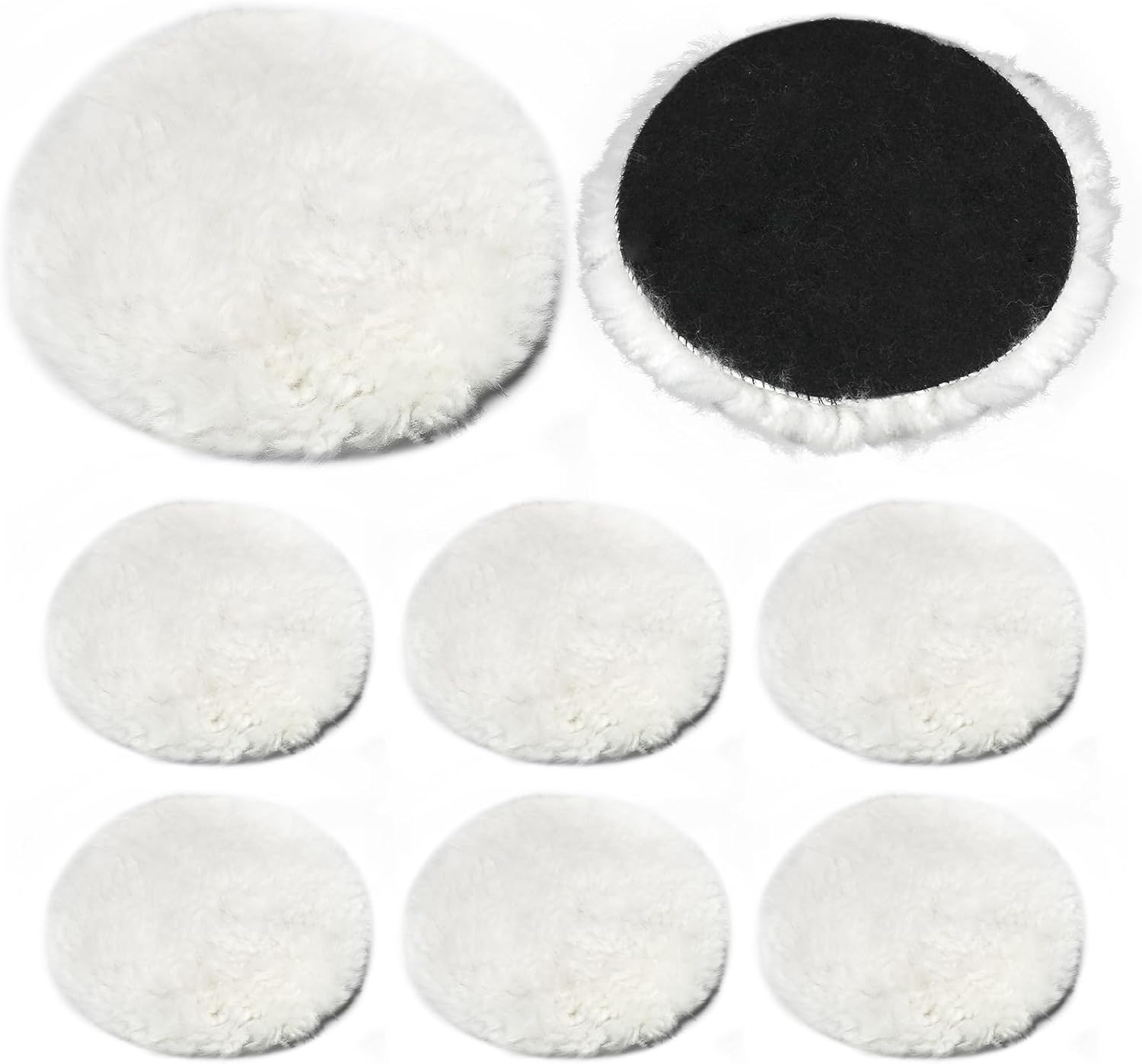 10 Pcs Wool Polishing Pad 3 Inches Soft Sheepskin Buffing Pads with Hook and Loop Back for Compound Cutting & Polishing for Automotive, Marine, Furniture
