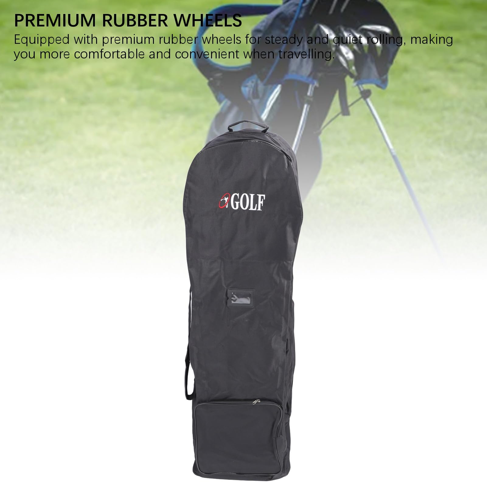Sac de Voyage de Golf en Tissu Oxford 600D Pliable avec Roue et Poche de Rangement Noir