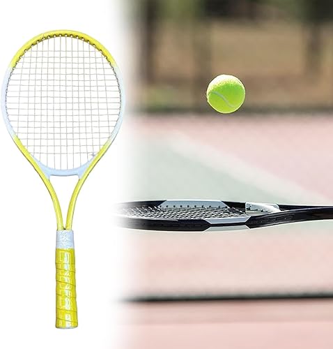 Miniatura 2 de Raqueta de tenis con agarre cómodo y cuerdas de nailon para práctica de playa, color amarillo