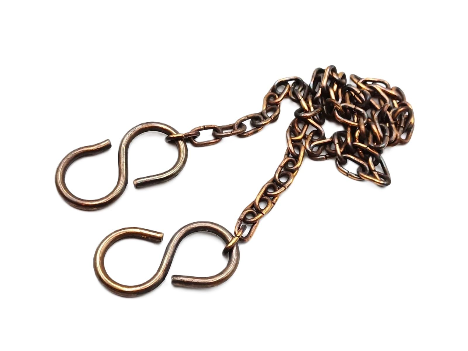 Solid Brass S Hooks and 500mm of Plated Chain 6kgs max Load - Choice of Finishes (Antique Brass)