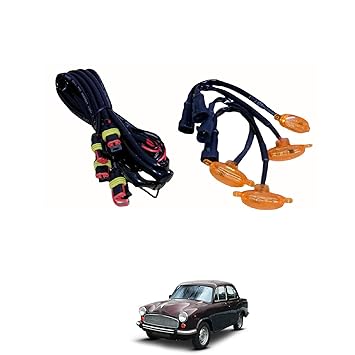 PRIKNIK LED Grille Lights Amber Yellow Grill Led with Fuse Adapter Wiring Harness Kit (4PCS, Amber Shell with Amber Light) Compatible with Hindustan Ambassador