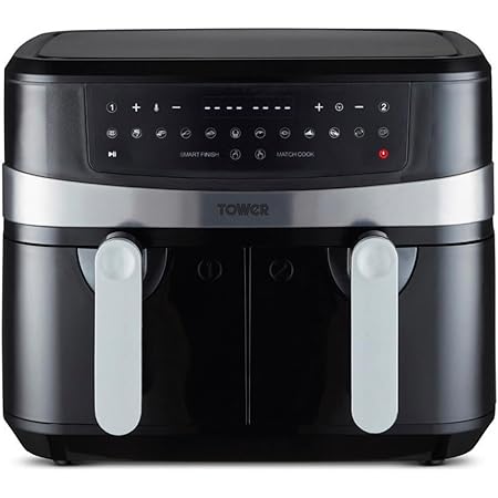 MAXXMEE Heißluft-Fritteuse Doppelkorb 7,6 Liter | Digitale Doppel Heißluftfritteuse mit zwei ...
