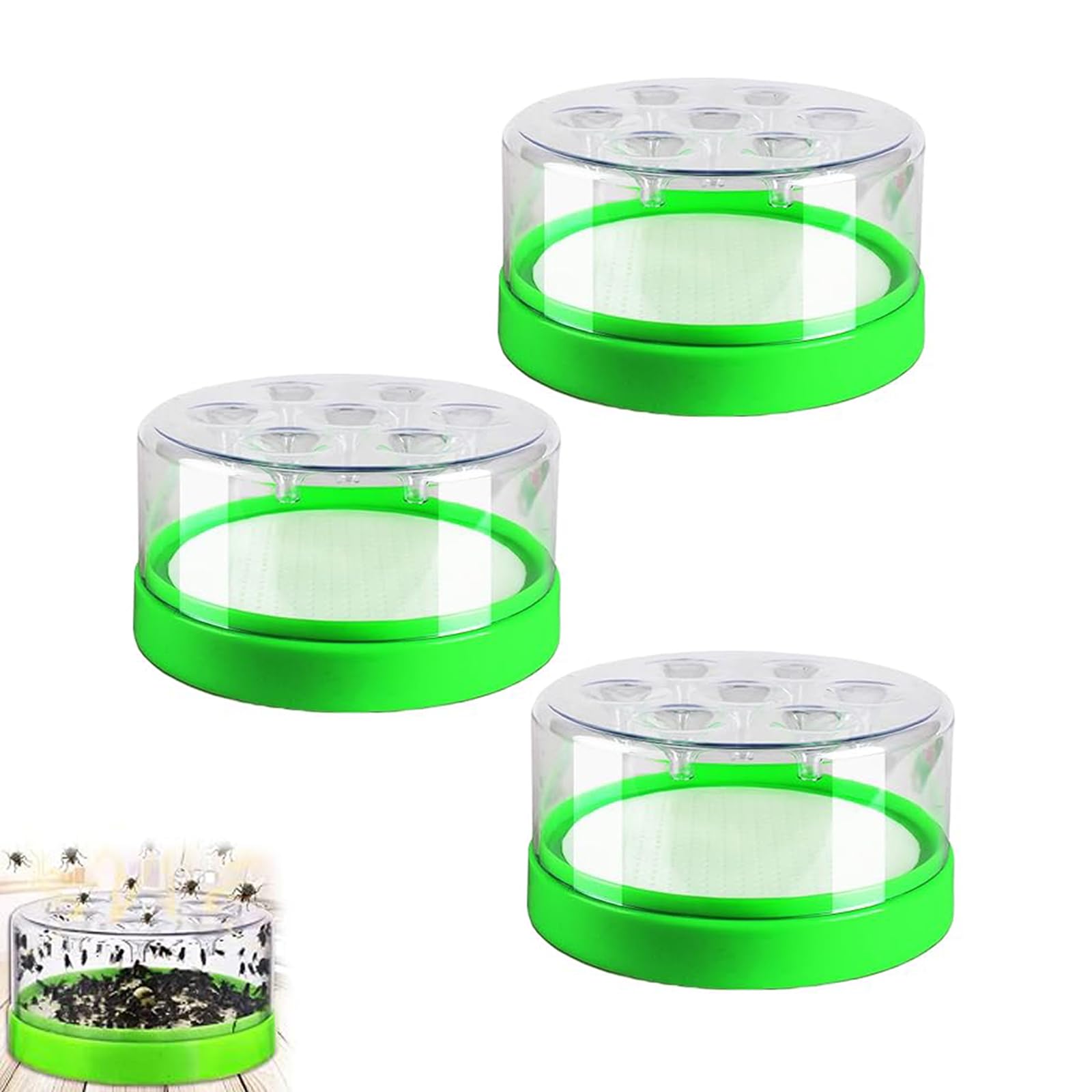 Reusable Non electric Fly Trap, Funnel Fly Trap with Escape-Proof Lid(C)