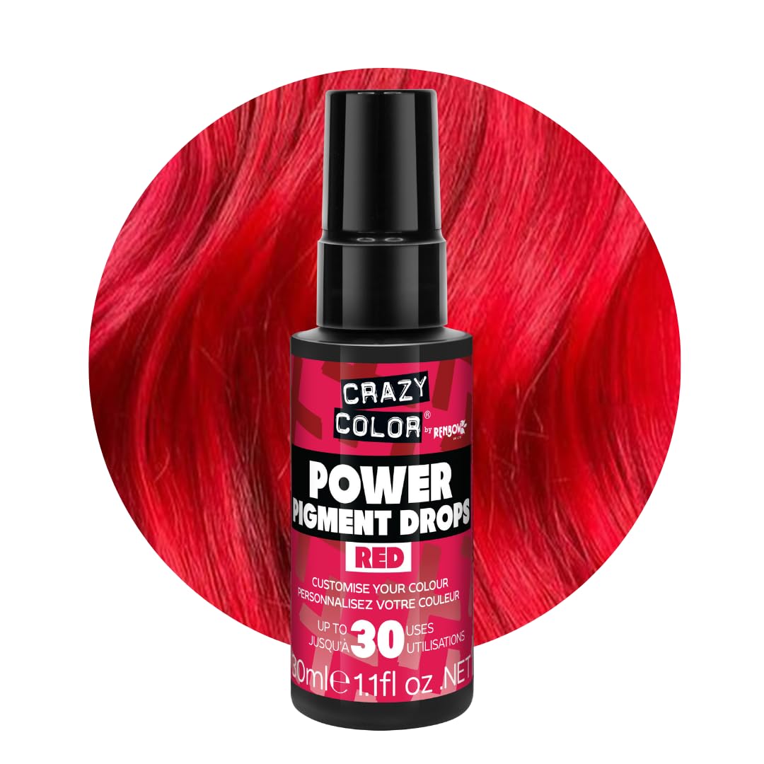 Crazy Color Red Power Pigments 30 Uses | Ultra Concentrated Pigments, Custom Toner & Semi-Permanent Dye from Home | Vegan Formula | No Bleach or Ammonia | 30ml
