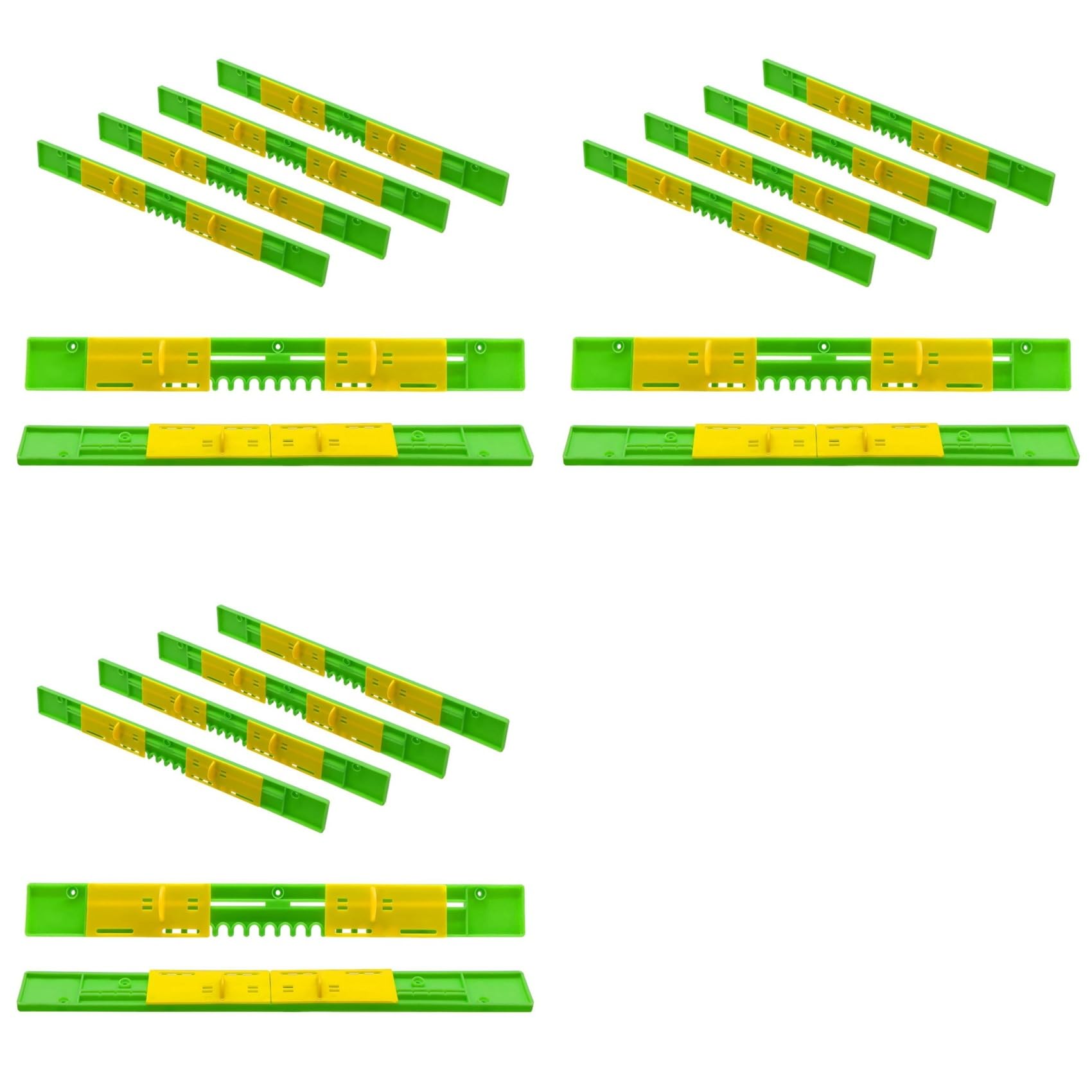 Jnchdghwa Green & Yellow 18 Pack Beehive Entrance Reducer, Bee Hive Mouse Guard 8 Frame,12.5Inch Plastic Beehive Sliding Mouse Guards