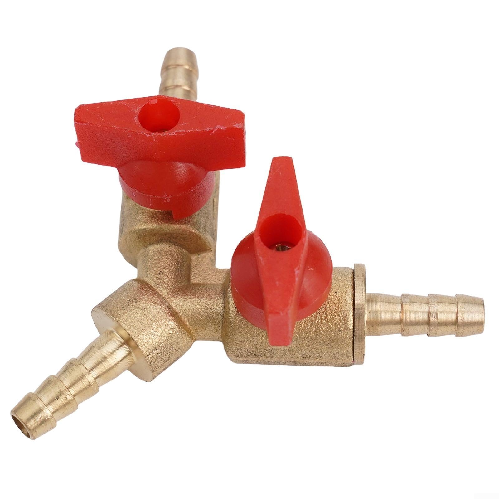 3 Way Hose Connector, Ball Valve Fitting 3 Way Shut Off Union Intersection, Split Brass Hose Barb For Water, Oil, Gas To Garden Watering(6mm)