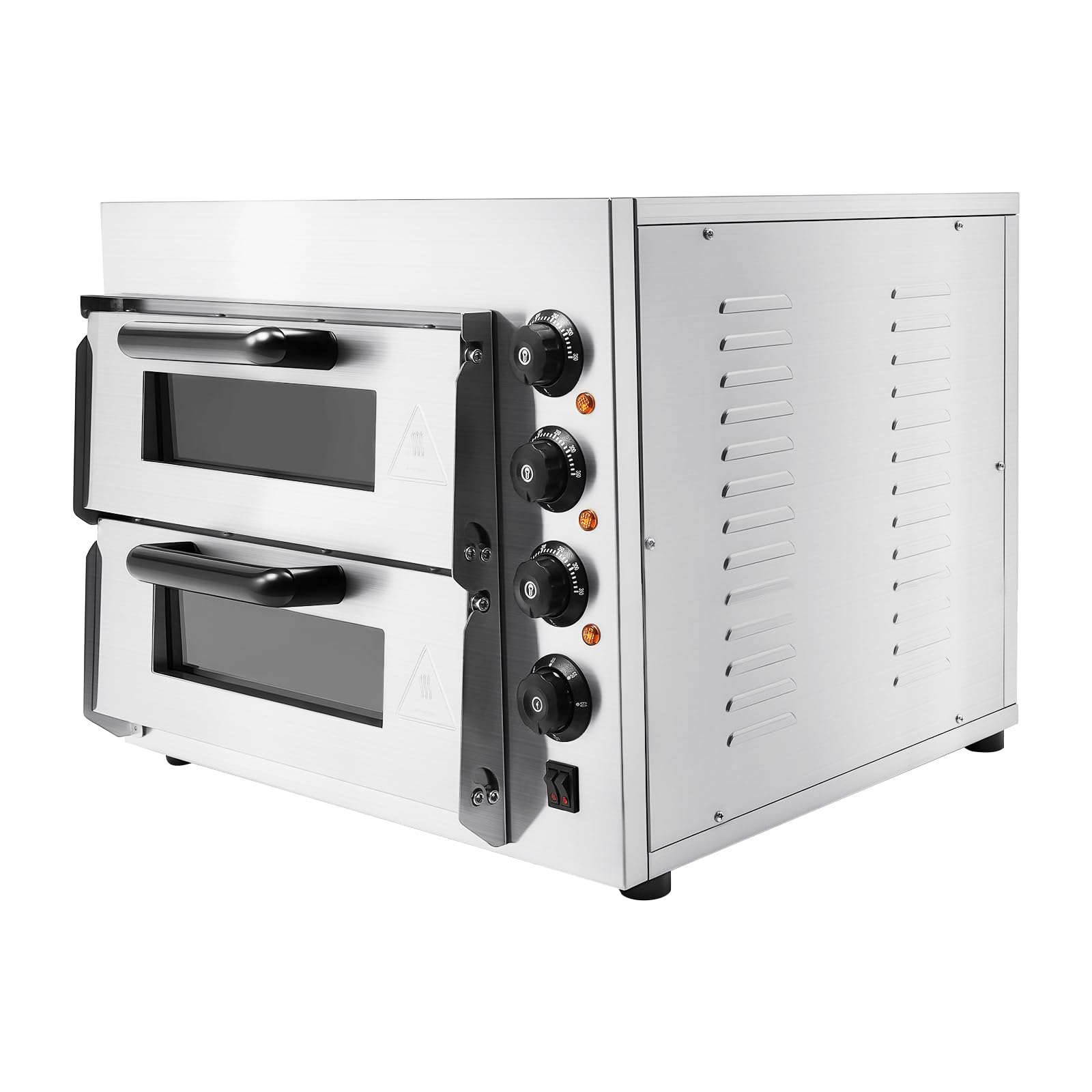 Forno Pizza Elettrico Professionale Doppia Pizza Forno 3000W Elettrico Pizza Maker In Acciaio Inox Con 4 Pomelli Rotanti Forno Commerciale Pizza Forno per Pizza, Pane e Pasticceria