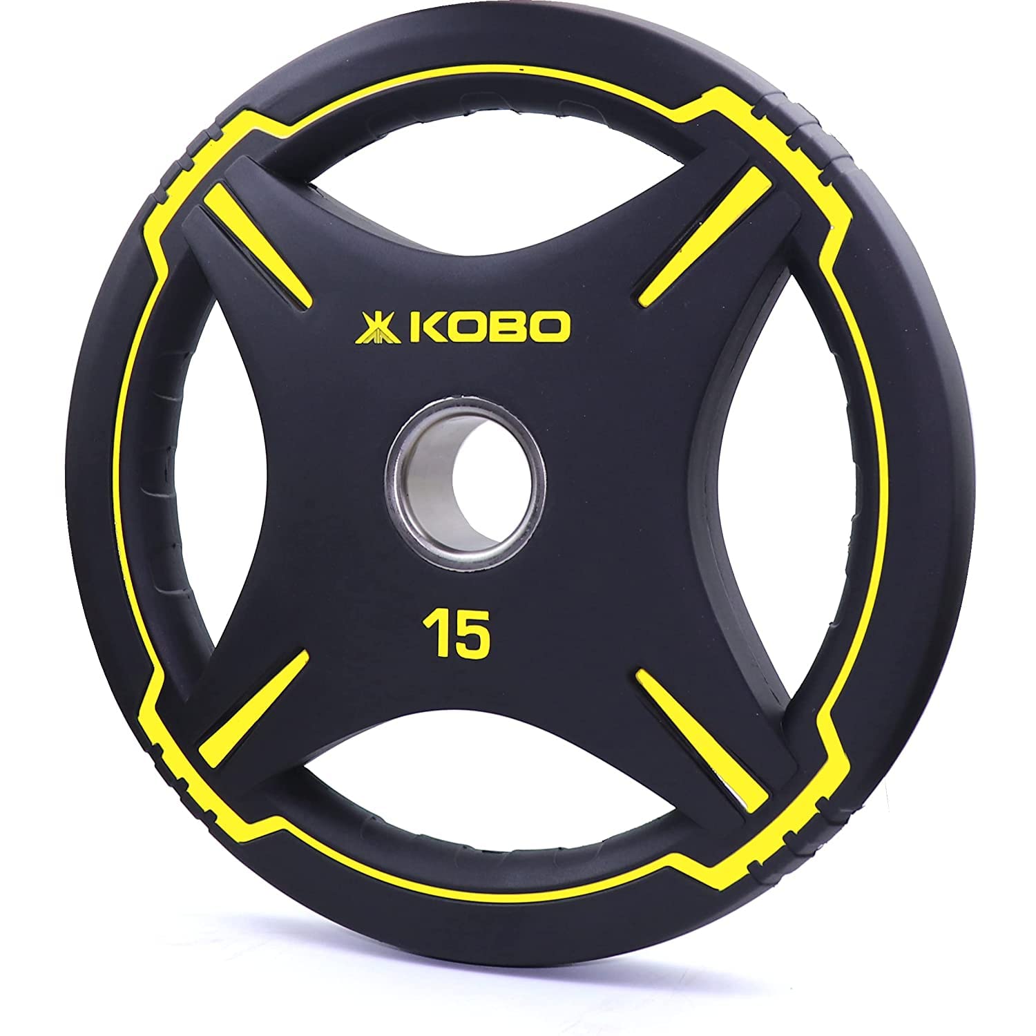 Kobo Imported TPU Quad Grip Olympic Weight Plate15 Kg x 2 = 30 Kg (1 Pair)