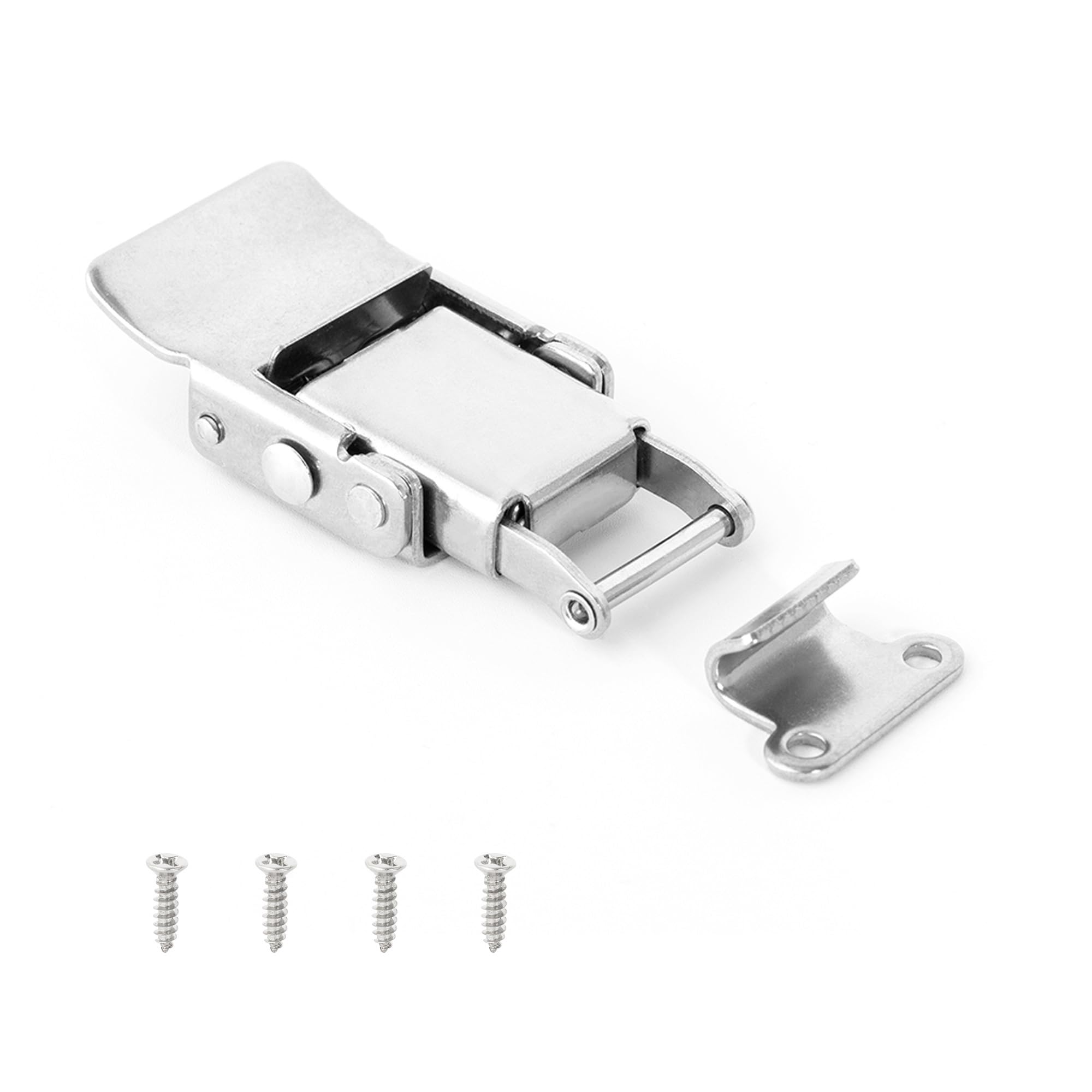 Zyagh Silver 5Pcs Metal Spring Toggle Latch Lock Jewelry Box Buckle Hasp Clasp With Screws Furniture Hardware For Wooden Suitcase, Tool Boxes