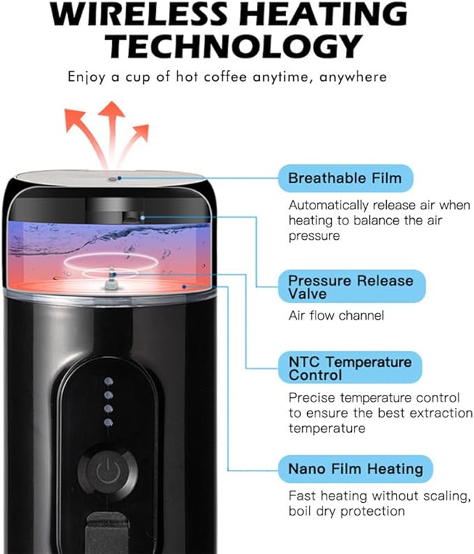 Cafetera Portátil de Espresso con Batería Recargable y 2 en 1 para Café Molido y Cápsulas miniatura 3