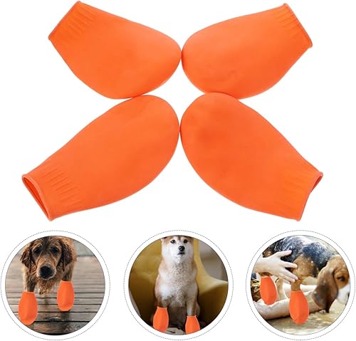 Miniatura 9 de Hemobllo Zapatos para perro, zapatos para perro, botas para perro, botas de lluvia de goma, 4 piezas de patas para perros para mascotas, gatos,