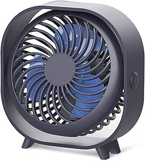 TFUFR USB Desk Fan, 2000mAh USB Portable Rechargeable Table Fan, 360° Rotation Mini Personal Fan with 3 Adjustable Speeds, Personal Silent Fan for Home Office Bedroom Table Car Outdoor Camping