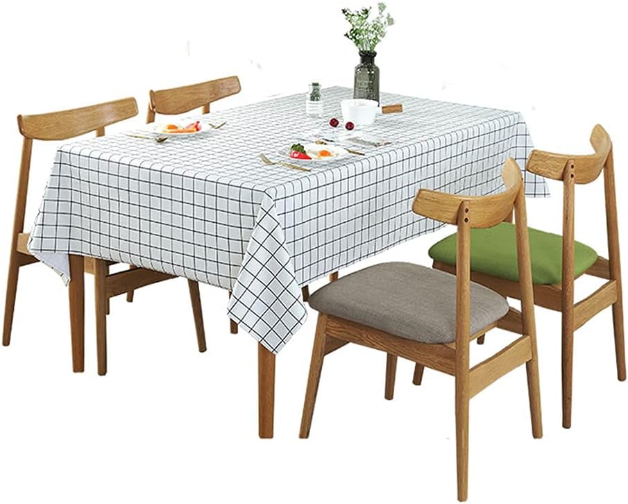 2 pcs Contracted Plaid Rectangle Tablecloth Durable Washable Spill Stain Proof PEVA Table Cover Wipeable Clean for Dining or Kitchen Table Indoor Outdoor Use (137 x 183 cm)