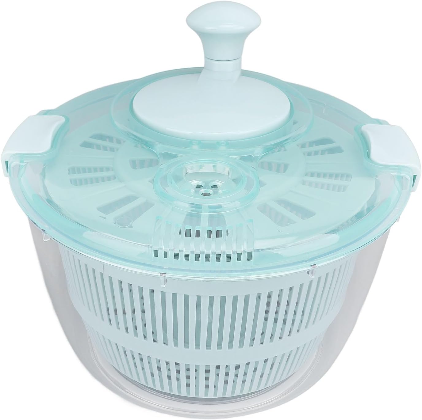 Salad Spinner Lake Blue 5L, Manual Salad Washer Spinner, One Handed Vegetable Dryer Spinner with Non Slip Base, Large Capacity Salad Rotator for Lettuce Fruit Berries, Includes Fil