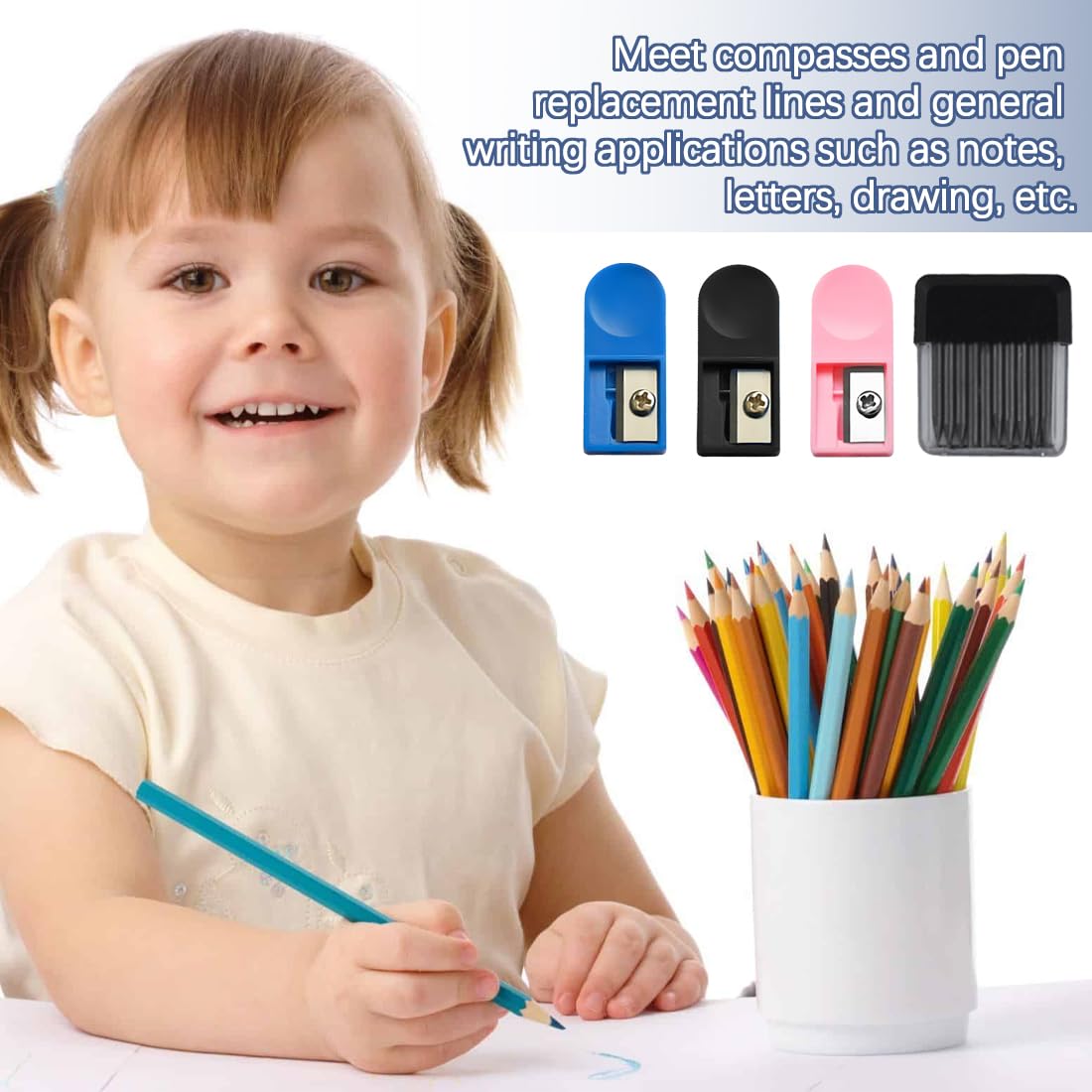 80 Mines Recharge Compas 2mm + 3 Taille-crayons - Mines 2B Professionnelles