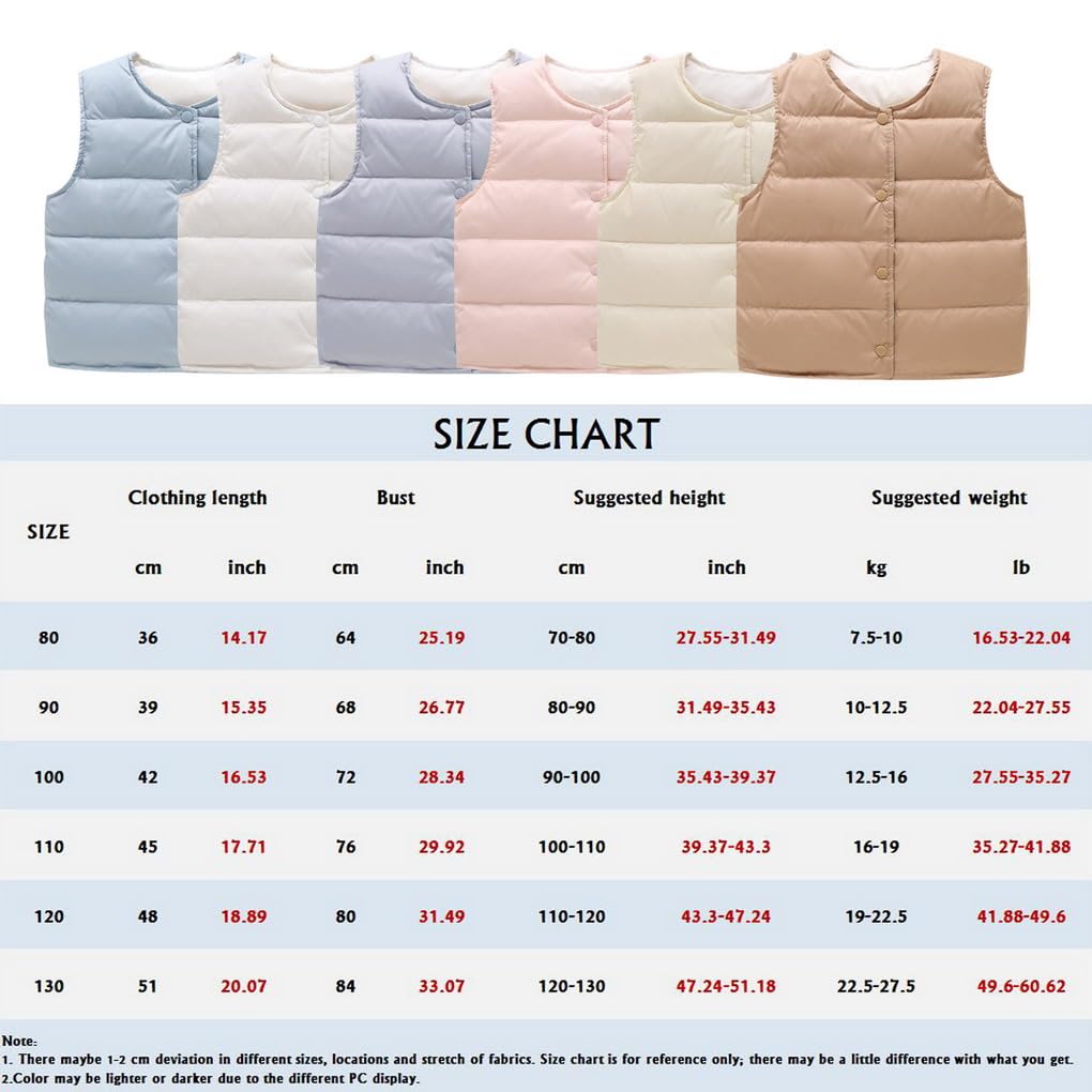 Enfants Doudoune Sans Manche 90% duvet de canard Gilet Sans Manche Veste Hiver Manteaux Bébés Garçons Fille 6-12 -24 mois-7 ans, Lot of 2 bébé gilet matelassé gilet de transition