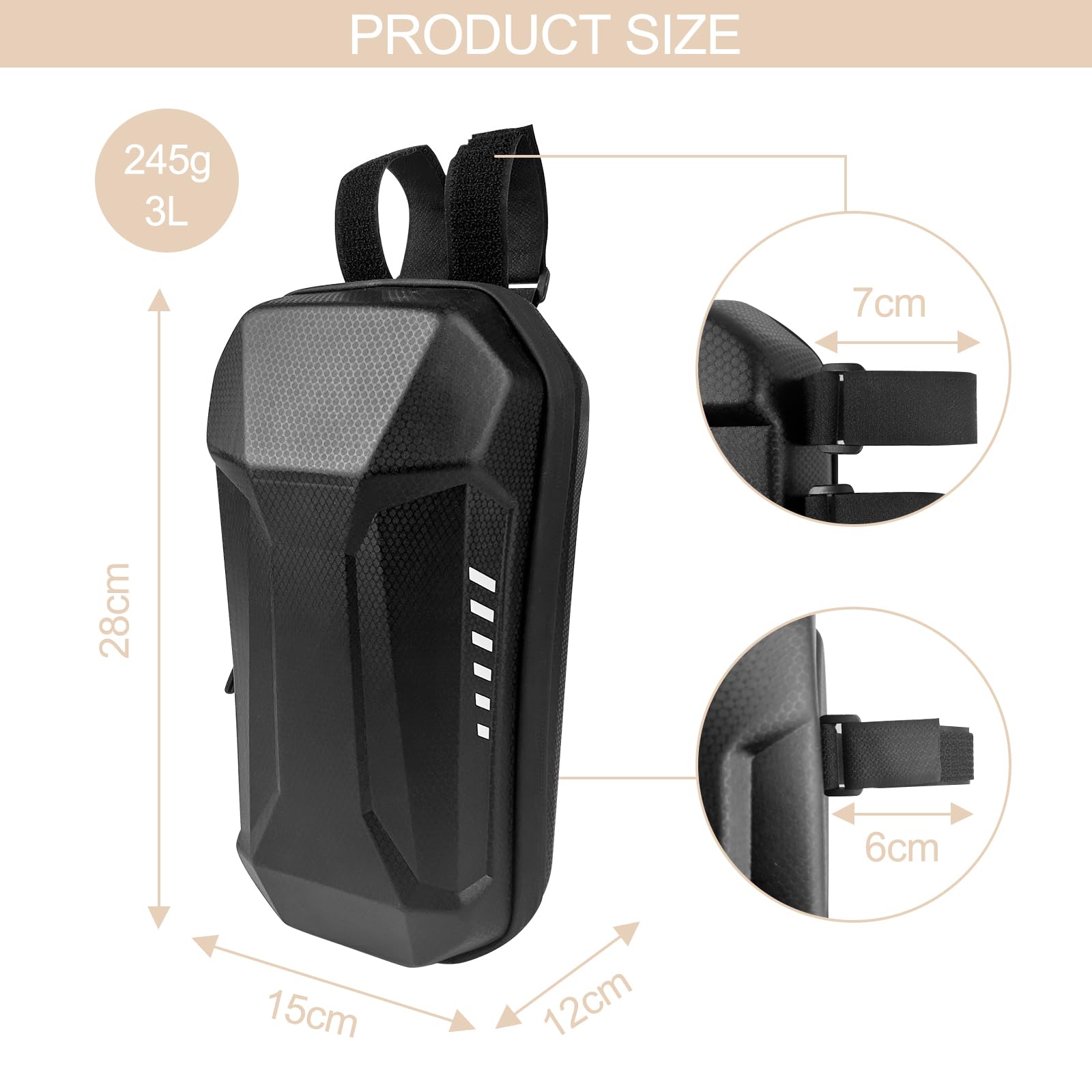 Borsa Monopattino Elettrico 3L, Borsamonopattino Impermeabile Antiurto, Borsa da Manubrio,Tasca Grande Capacità Scooter Anteriore di Stoccaggio, Accessorio per Scooter Elettrico