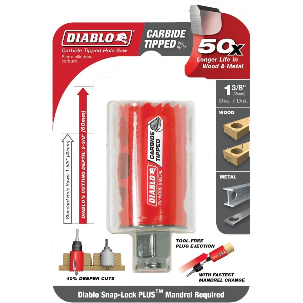 Amazon.com: Diablo Carbide Teeth Hole Saw - 1-3/8