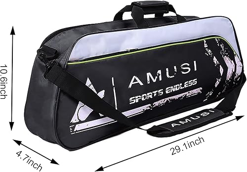 Miniatura 7 de Bolsa de raqueta de bádminton de tenis con capacidad para 3  4 unidades, con compartimento para zapatos y bolsillo lateral para hombres y mujeres,